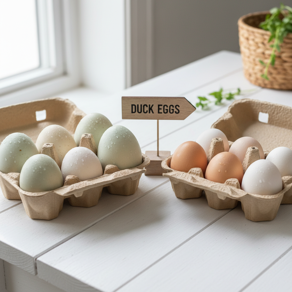 Duck and chicken eggs comparison