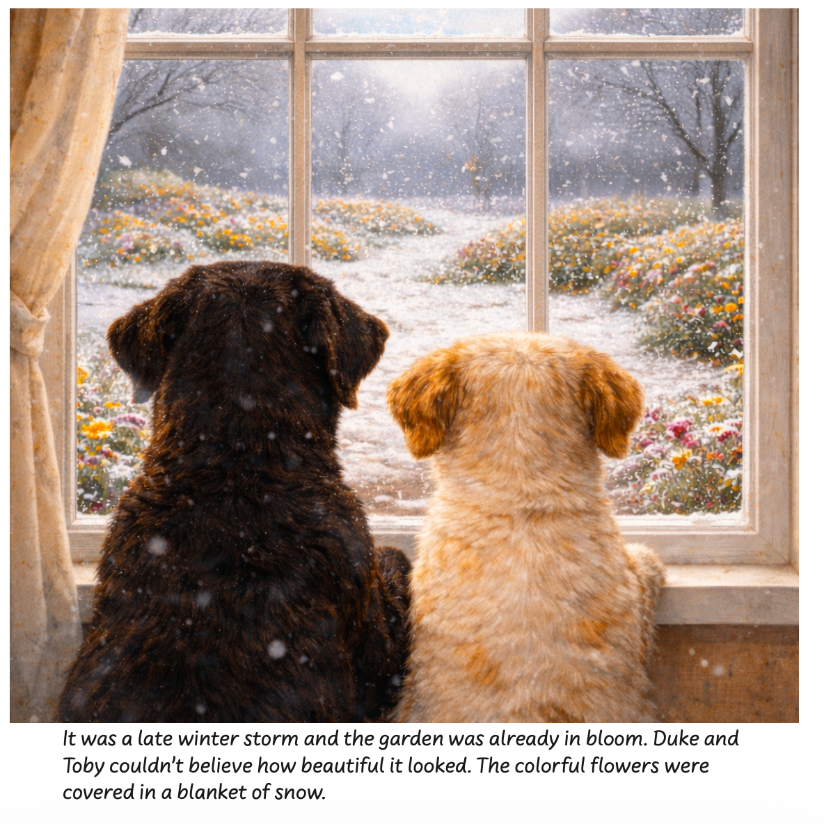 Duke and Toby in Zuzu's Garden
